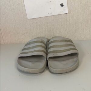 adidas Gray Slide Sandals with Striped Strap